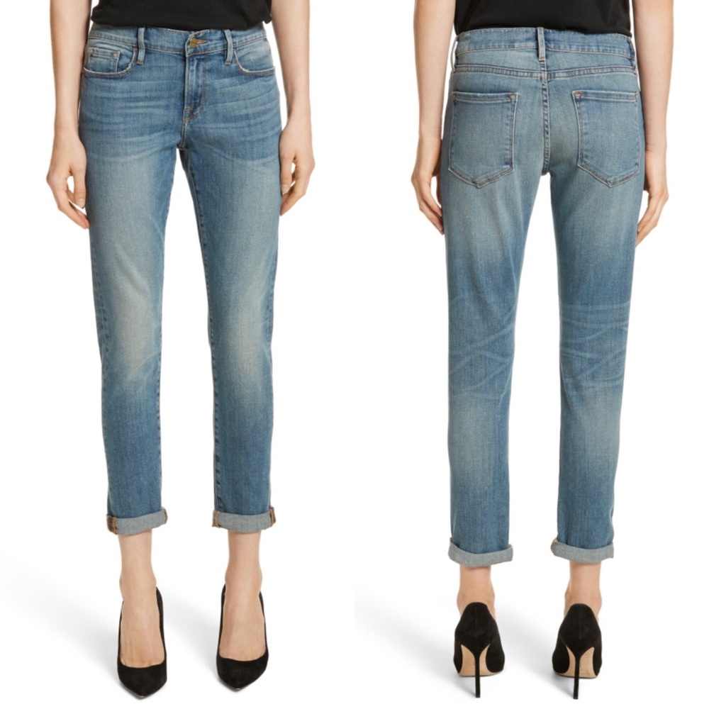 FRAME Le Garçon Boyfriend light wash crop straight leg jeans size 26